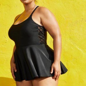 TORRID 6X black side tie swim dress swimsuit